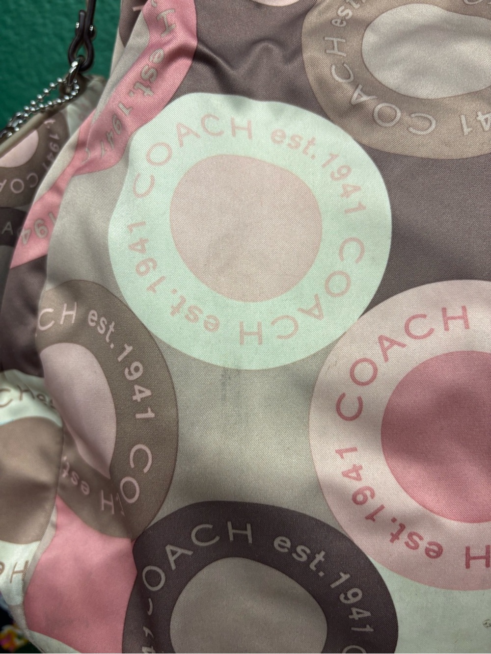 Coach Pink, Taupe & Cream Circle Signature Shoulder Bag - Picture 5 of 8